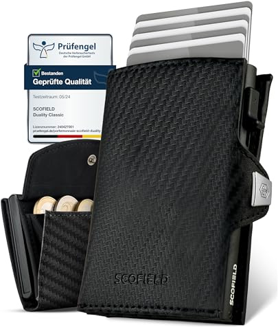SF SCOFIELD Duality Classic Slim Wallet mit Münzfach | Kartenetui Herren für 9-10 Karten | Geldbeutel Portemonnaie mit RFID Schutz | Wallets for Men | Kreditkartenetui