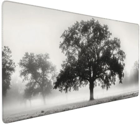 Gaming Mauspad XXL schwarz und weiß Mousepad 1000x500x4mm Baum Verlängertes Mauspad Schreibtischauflage,Genähte Kanten Mauspad,Verbessert Präzision Geschwindigkeit Wasserdicht Geeignet für Büro,Spiele