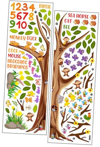 NUOBESTY 1satz Lernwandtattoo Mit Tiermotiven Und Zahlen Für Kinderzimmer Selbstklebende Wandsticker Für Schlafzimmer Spielzimmer Und Kindergärten