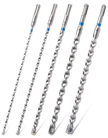 toolant SDS Plus, set assortito di punte per trapano a percussione rotante, 5 pezzi (3/16-5/8) 30,5 cm, con punta in carburo e 2 frese per calcestruzzo, muratura e mattoni