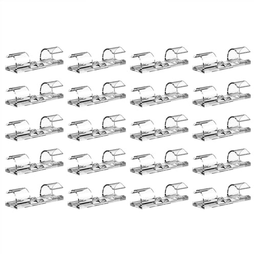 Selbstklebende Kabel-Clips – 20 Stück Kabel-Management-Clips, transparente Kabel-Clips, Kabel-Management, transparente Drahthalter, Kabel-Clips für Zuhause, 20 Stück