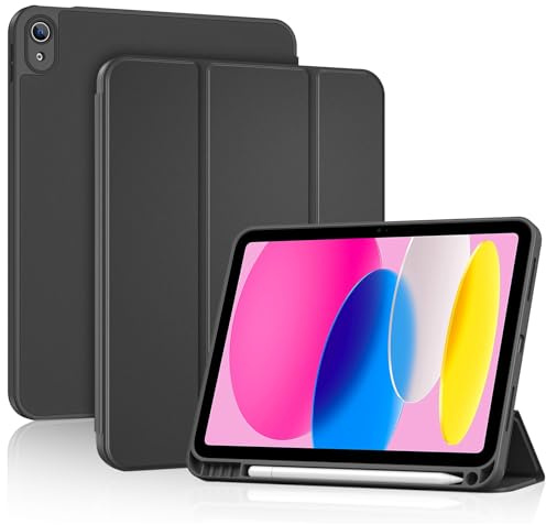 ProCase fodral för iPad A16 11. Generation 2025 11 tum/10. Generation 2022 10,9 tum, komplett skydd, smalt fodral med pennhållare, mjukt PU TPU-fodral för iPad 11/10 – svart
