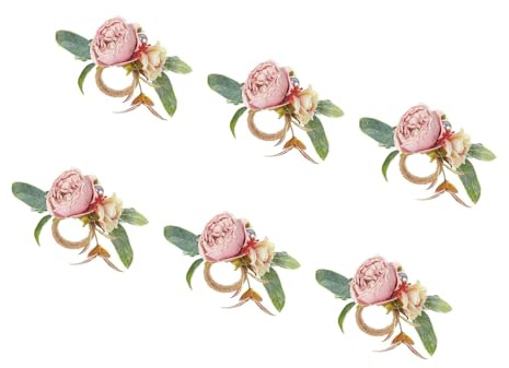 YIBOZI 6 elegante Blumen-Tischdekorationen, Serviettenringe, künstliche Blumen, Serviettenringe, einzigartige Tischdekoration für verschiedene Anlässe