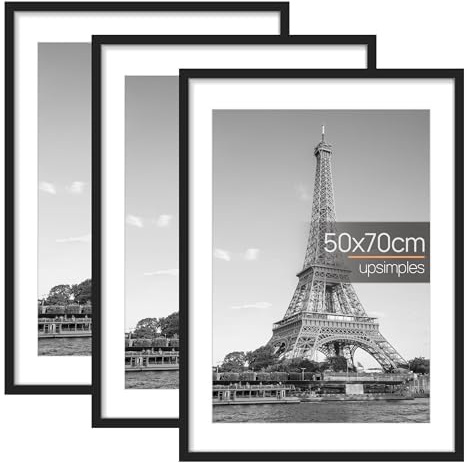 upsimples Bilderrahmen, vielseitiger Bilderrahmen, Schwarz, A1, 3 Stück | Ideal für Fotos, Poster, Kunstausstellungen, Zertifikate, freistehend und zur Wandmontage, 59,4 x 84,1 cm
