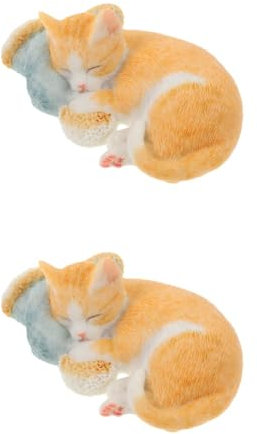 Toyvian 2 Pièces Statue De Chat De Dortage De Jardin Décor De Chat Chats Miniatures Noir Statues De Chat Décor à La Maison Animal De Compagnie Réaliste Figurine Décoration Résine Coloré