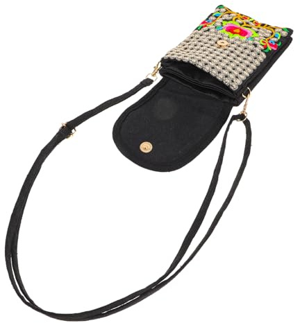 CTIRCHIU Borsa Per Telefono e Borsa a Tracolla Da Donna in Tela Ricamo, Mini Marsupio Leggero Porta Soldi Compatto Per Uso Quotidiano e Occasioni Casual