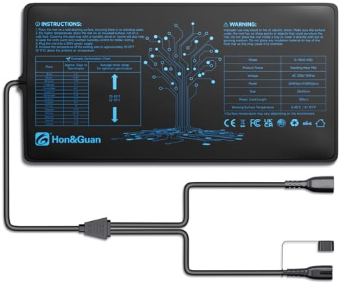 Hon&Guan Tappetino riscaldante per piante, 55 W, 25 x 53 cm, per tappetino riscaldante G-H3D, serve per aumentare il numero di cuscini riscaldanti, senza termostato