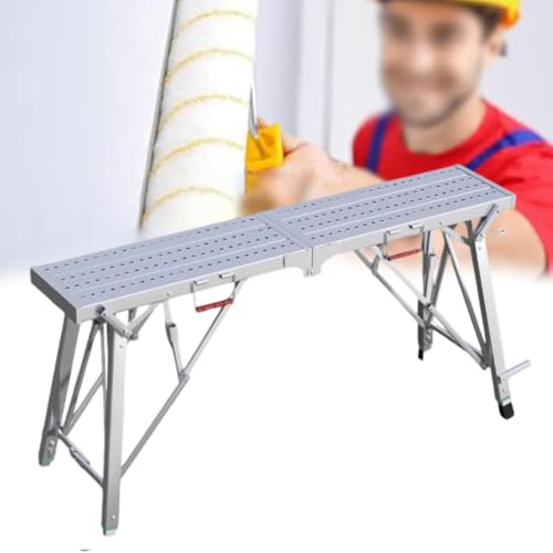 TT-YEC Equipo De Andamio De Alta Resistencia Con Altura Ajustable, Longitudes De Mesa De 55 A 78,7 Pulgadas, Reposapiés Plegable, Taburete Pintado Para Paneles De Yeso,D 200cm