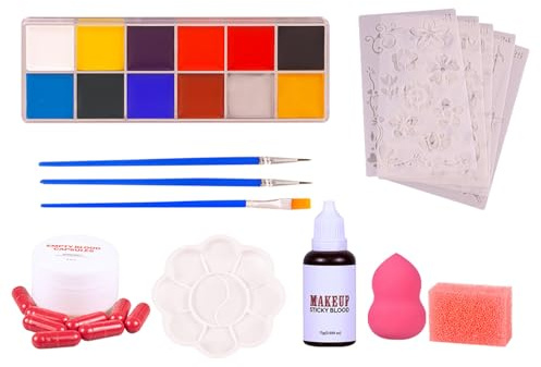 yybng Halloween Gesichtsbemalung,Halloween Kinderschminke Set | Kunstblut für Zombie und Vampir Kostüme