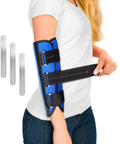 Elbow Brace Splint for Ulnar Nerve Entrapment Cubital Tunnel Syndrome for Women and Men, Arm Support Immobiliser Left & Right, for Straighten Arms to prevent Elbow Bending While Sleeping - One Size