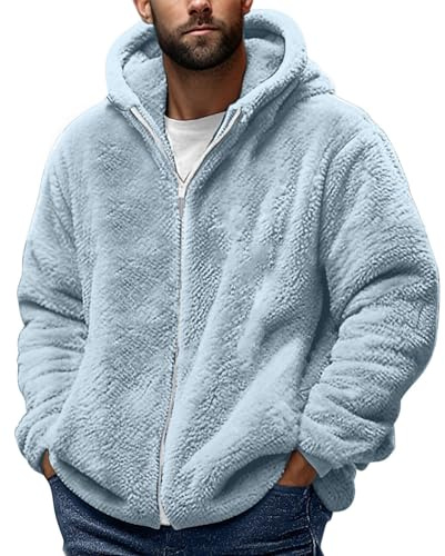 Sudaderas Hombres con Capucha con Forro Polar Chaqueta Chandal con Cremallera Invierno Essentials Suave Hoodie Cómoda Chaqueta de peluche con capucha para hombre