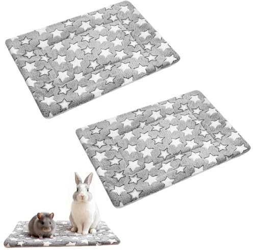 AMSGANK 2 Stück Kleintier-Bettmatte, Plüschbett Winter Warm Flauschige Bettmatte Haustierunterlage für Kätzchen, Kaninchen, Chinchilla, Eichhörnchen, Meerschweinchen (48 x 34 cm)
