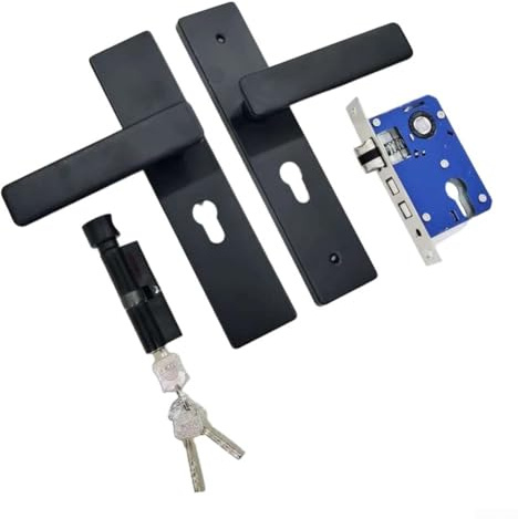 Silent Operation Door Handle Lock Set Built with Bearing Mechanism for Noise Reduction and Longevity Fits Wooden Doors in Homes and Offices Includes Large Knob and Key Set