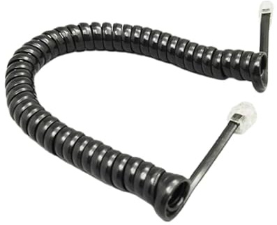 Generico Cavo telefonico a quattro conduttori, cavo telefonico modulare a spirale, 6 piedi, nero/rosso bianco riccio, 1,85 m/pz.(Black)