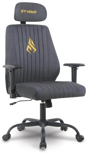 Symino Luxuriöser Bürostuhl Ergonomisch Gaming Stuhl, Wippfunktion & Höhenverstellbar Drehstuhl, Home Office Chair Schreibtischstuhl, Chefsessel & Computerstuhl 150kg (Wildlederimitat,Grau)