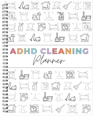 ADHD Cleaning Planner Book – Daily Weekly Monthly Home Cleaning Organizer – Colorful Checklist Schedule Planner for Adults – Household Task List Bundle