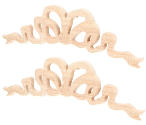 NAMOARLY Appliques en Bois Sculpté 2pcs Style Européen Décorations Élégantes en Bois Naturel pour Meubles et Portes pour Projets DIY et Artisanat