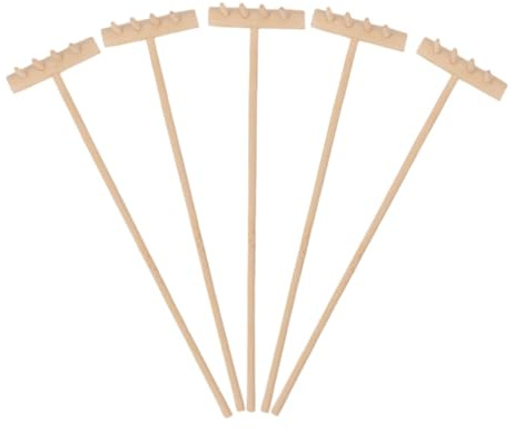 KOMBIUDA 5pcs Miniature Wooden Zen Garden Rakes Sand Table Rake Set for Desktop Sandbox, Garden Tools for Desk Decoration and Outdoor Play