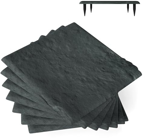 COSTWAY Lot de 8 Dalles de Jardin avec Piquets de Sol 39,5x39,5cm, Dalles Extérieures de Terrasse Tout Temps, Revêtement de Sol Plastique Imperméable pour Pelouse et Cour, Charge 300kg (Gris)