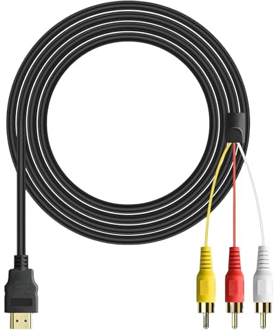 Flomiara HDMI to 3RCA Cable, 1.5M HDMI Male to 3 RCA Video Audio AV Adapter Lead for TV, Projector, DVD, Set-top Box - HDMI to Composite Converter Cable (Black)