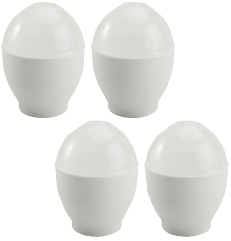 PartyKindom Cuociuova che Mantengono L'umidità in Pp Bianco Set 4 Pezzi per Microonde Accessorio da Cucina Tazze per Uova al Vapore Resistenti al Forno per Preparazione Colazione