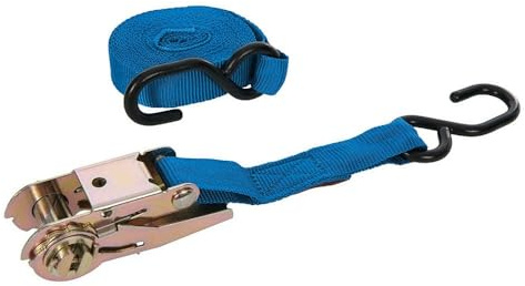 Silverline Ratchet Tie Down Strap S-Hook 4.5m x 25mm - Rated 250kg Capacity 500kg (MS21S)