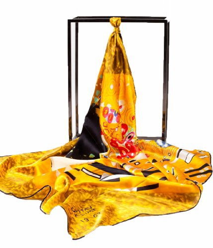 Prettystern Gustav Klimt sidenduk ungdomsstil färgglada konsttryck, P674 - kyssen, 90 cm X 90 cm