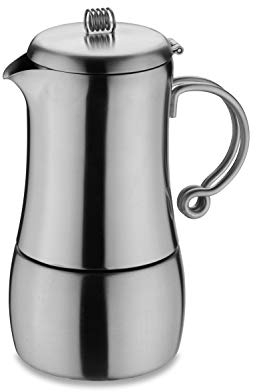 Café Stål MEC-06M Elements Caffettiera Espresso in acciaio INOX 18/10 - Lucidante con coperchio ribaltabile per 6 tazze da caffè in acciaio INOX