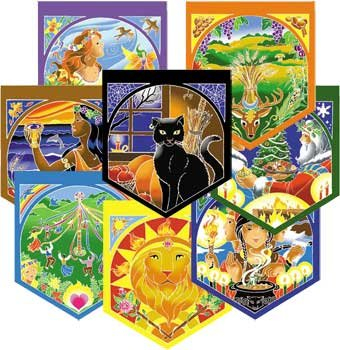 AzureGreen Outdoor Decor Flagge Rad der Jahr Gebetsfahnen 38,1 x 43,2 cm jeder Flagge