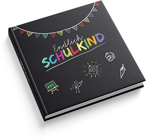 itenga Gästebuch Tafel für Erster Schultag Einschulung und Schulanfang Erinnerung Album 88 Seiten für Mädchen und Jungen (schwarz)