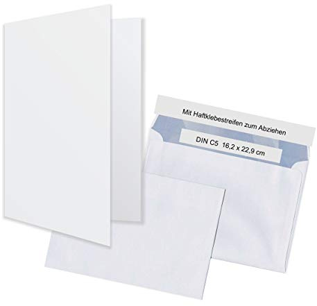 Unser-Festtag Klappkarten blanko mit Umschlag. Selber beschriften und bedrucken. Weiß leer. Din A5 gefaltet. - 25 Karten u. 25 Umschläge