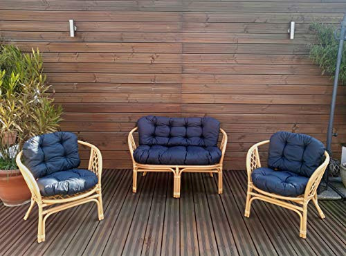 Mayaadi Deluxe Gartenbankauflagen 6 teiliges Sitzkissen-Set Sitzpolster für Gartengarnitur Set Steve JCG1 Dunkelblau