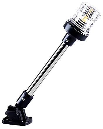 Sebnux White LED Fold Down Boat Stern Light Boat Anchor Light for Pontoon (9 Inch)