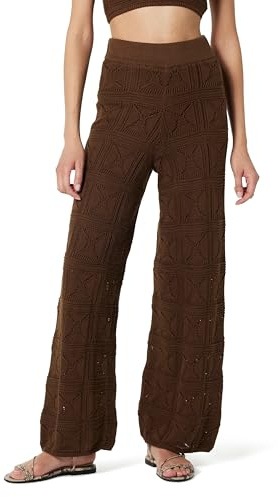 The Drop Diza Pantalon en Crochet Évasé à Enfiler pour Femme, Café, Taille 4XL Grande Taille