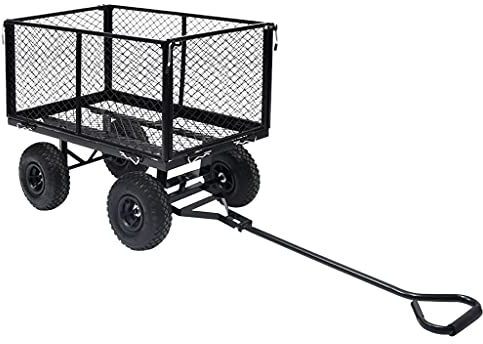 vidaXL Carrello a Mano da Giardino Carriola Trasportino Rifiuti Giardino Foglie Trolley Robusto Resistente Tela e Acciaio Ruote in Gomma Nero 350 kg