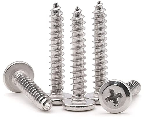 M5 x 10mm (50 pcs) Flat Round Phillips Drive Head Wood Screws, Stainless Steel 304 Furniture Wood Screws, Sheet Metal Screws, Self Tapping Screws, by RoyceMart