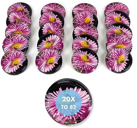 Flaschenbauer - 20 Stück Twist-Off Deckel TO 82 Blumen - Ersatzdeckel für Einmachgläser, Marmeladengläser & Vorratsgläser - Schraubdeckel zum Einkochen, Konservieren & Aufbewahren - Made in Germany