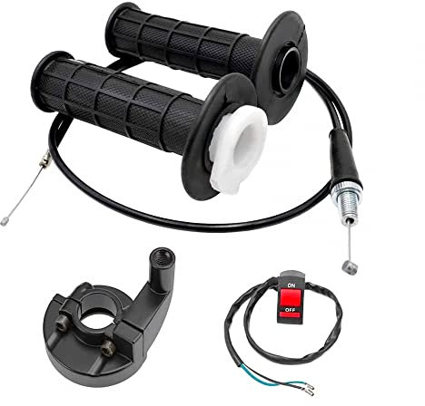 Motorrad Gasgriff Set, 1 Paar 7/8 Zoll 22 mm Motorrad Lenker Quick Turn Twist Grip mit Kabel, Gasklemme Ersatz und EIN-AUS-Schalter für 50cc 90cc 110cc 125cc 140cc 150cc 200cc 250cc Pitbike Dirtbike