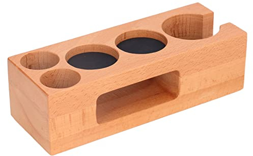 Natudeco Coffee Tamping Stand 51mm 54mm Wooden Espresso Filter Tamper Mat Station Coffee Handle Storage Rack Wood Portafilter Holder