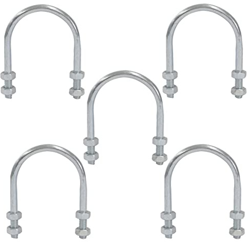 AERZETIX - C59048 - Juego de 5 Pernos en forma U para tubo 1 1/4 y 4 tuercas M6x69mm - para tubo con diámetro 1 1/4 ~42mm - DIN3570 - en acero galvanizado - color plata