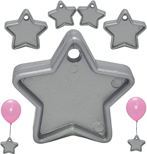 Pesi per palloncini a forma di stella, in plastica, riutilizzabili, ad elio, colorati, per feste, compleanni, celebrazioni, decorazioni (argento, confezione da 6)