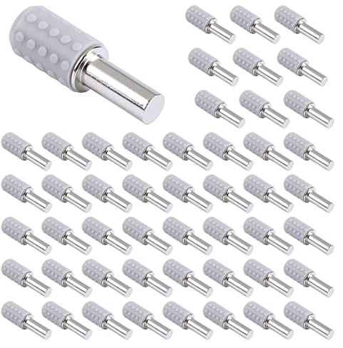 TONAUP 50 Stück Bodenträger, 5mm Einlegeboden Halter mit Rutschfeste Gummikappekappe, Edelstahl Regalträger Stützen Fachbodenträger für Glas Holzböden Regalboden Schrank Bücherregal