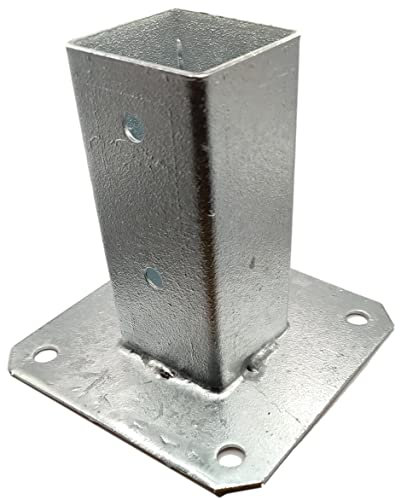 Fence Post Support Bolt Down Square Bracket Posts Heavy Duty Hot-Dip Galvanised Foot Base Post Garden Holder Size: 50mm x 50mm (2inch x 2inch)