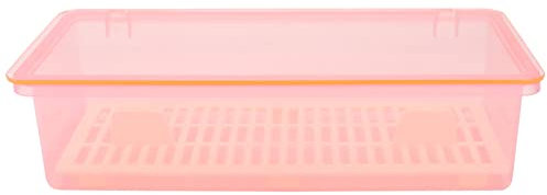 MARURY Flatware Tray with Lid and Drainer, Tableware Utensil and Cutlery Drawer Organizer with Lid Covered Silverware Tray to Keeps Your Cutlery Organized and Protected (Color : Pink)