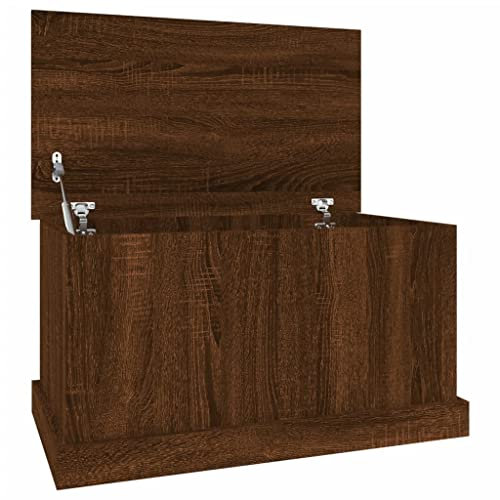 vidaXL Baúl almacenaje Madera contrachapada Roble marrón 70x40x38 cm
