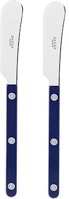 SABRE PARIS - Servizio di 2 coltelli spalmaburro 14 cm - Bistrot - Ideale per burro, tapenade, creme spalmabili - Acciaio inox e nylon - Va in lavastoviglie - Blu Marino