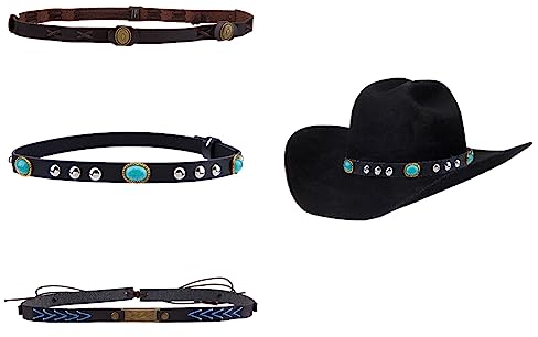 SUPERFINDINGS 3 Stück Cowboyhutbänder Im 3 Stil Mit Legierungsverschluss Schnalle Kunstleder Südwestlicher Cowboyhutgürtel Klassische Hutbänder Im Einheimischen Stil Hutzubehör