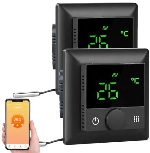 revolt Thermostat Heizung WLAN: 2er-Set WLAN-Fußbodenheizungs-Thermostate mit Sprachsteuerung, schwarz (Smart-Thermostat Elektroheizung, Fussbodenheizung WLAN-Steuerung, Heizkörper)