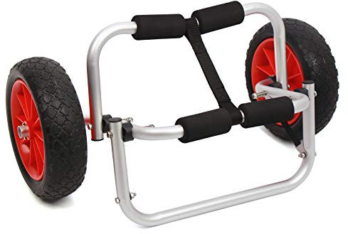 Robuster roter Kanu-Boot-Transportwagen mit NO-Flat Airless-Reifen, feste Räder