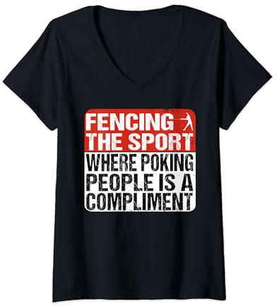 Damen Fechten Fechtsport Fechtkämpfer - Fechter T-Shirt mit V-Ausschnitt